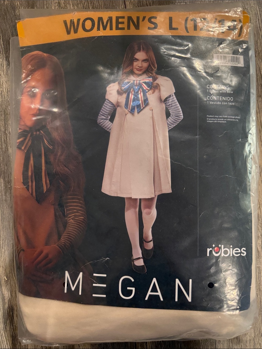 Megan Halloween Costume Dress with Striped Bow -Women's Large 12/14